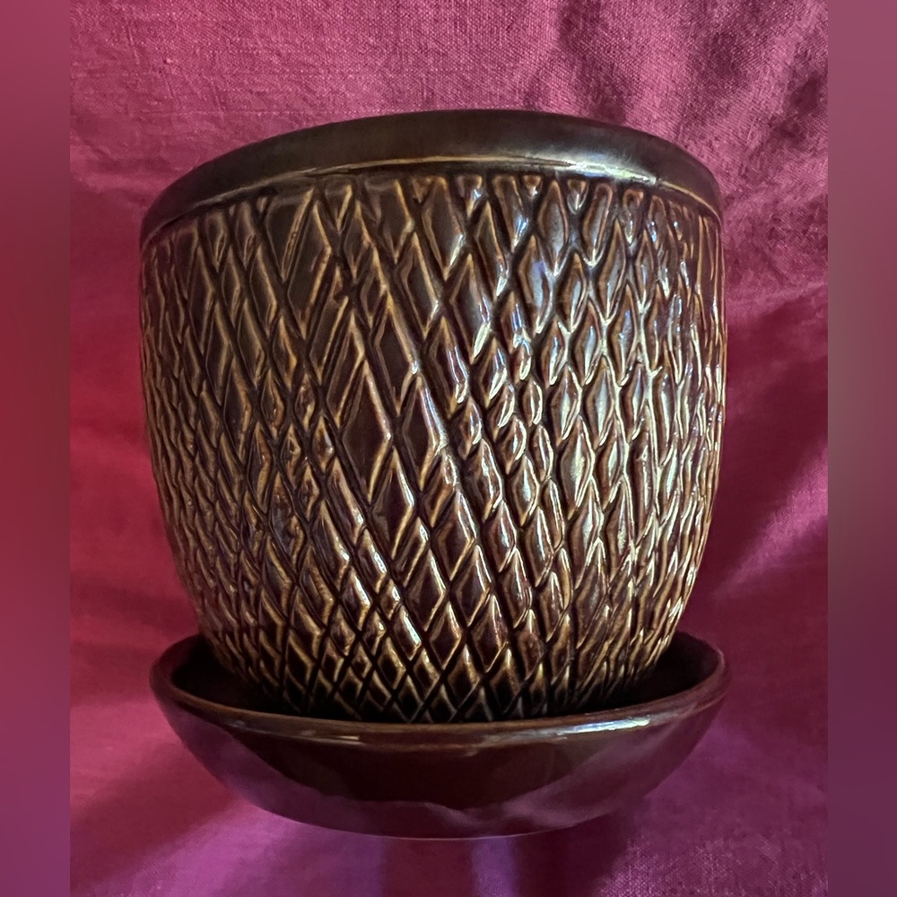 Little brown ceramic planter